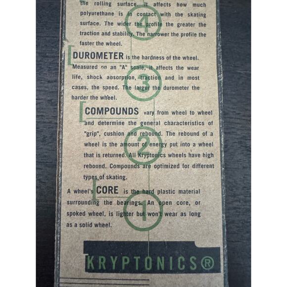 Kryptonics Vr 76 Skate Wheels Green 76mm 78A Skates Skating NIB Skater New Boxed - Picture 9 of 12